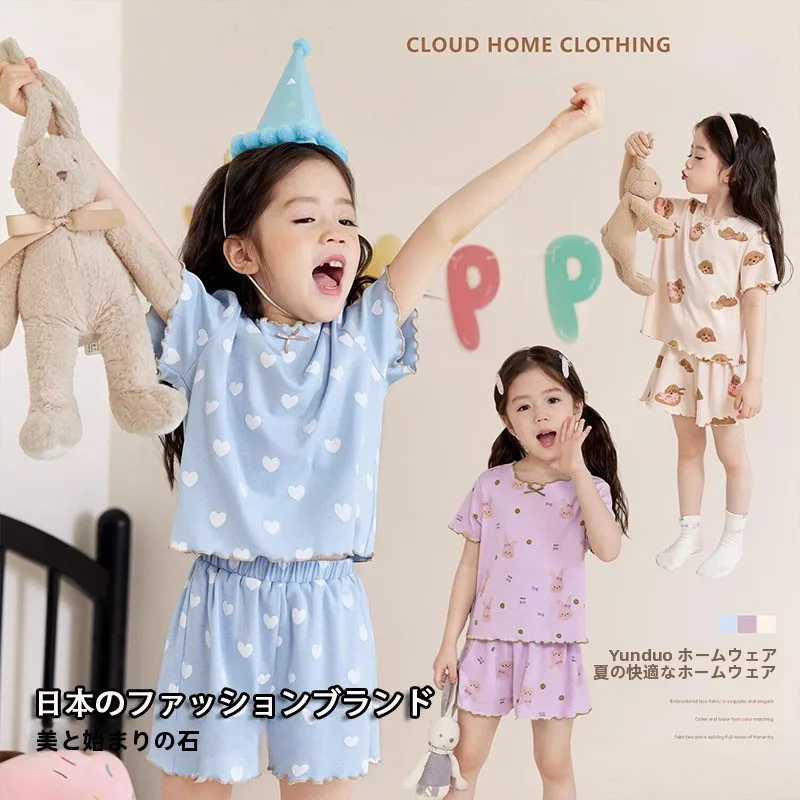 set-di-abbigliamento-da-casa-per-bambine-con-maniche-corte-e-pantaloncini-traspirante-e-indossabile-anche-all'esterno-pigiama-per-bambini-in-due-pezzi