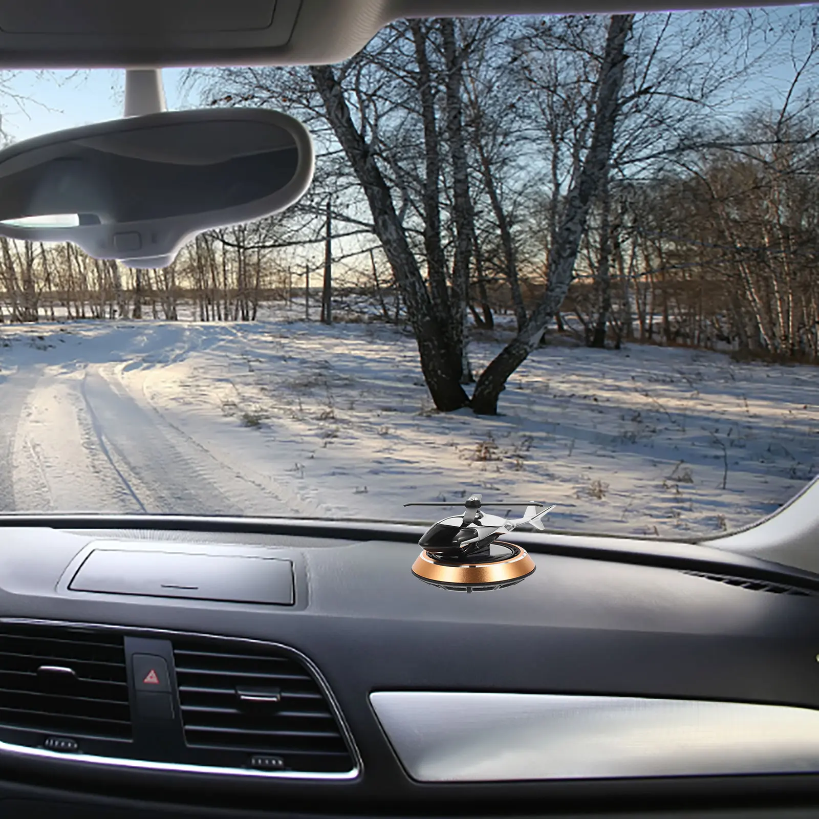 

Car Perfume Ornament Automatic Air Freshener Dashboard Gem Blue Solar Helicopter Car Interior Aromatherapy Diffuser Zinc Alloy