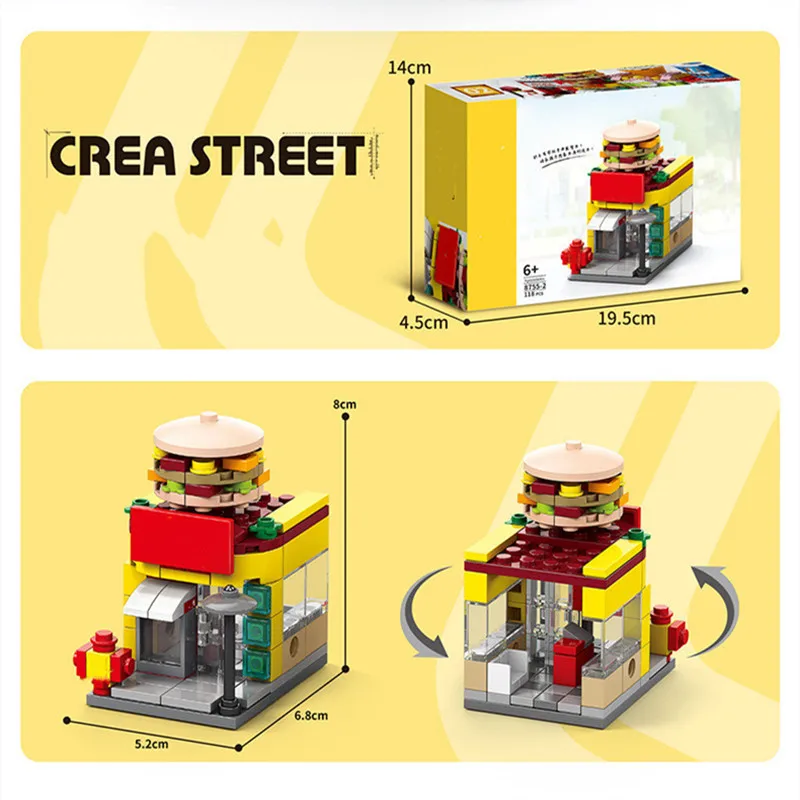 Diy Architectuur Koffie Melk Thee Winkel Street View Food House Model Bouwstenen Kit Meisjes Bakstenen Film Model Kids Speelgoed Childr