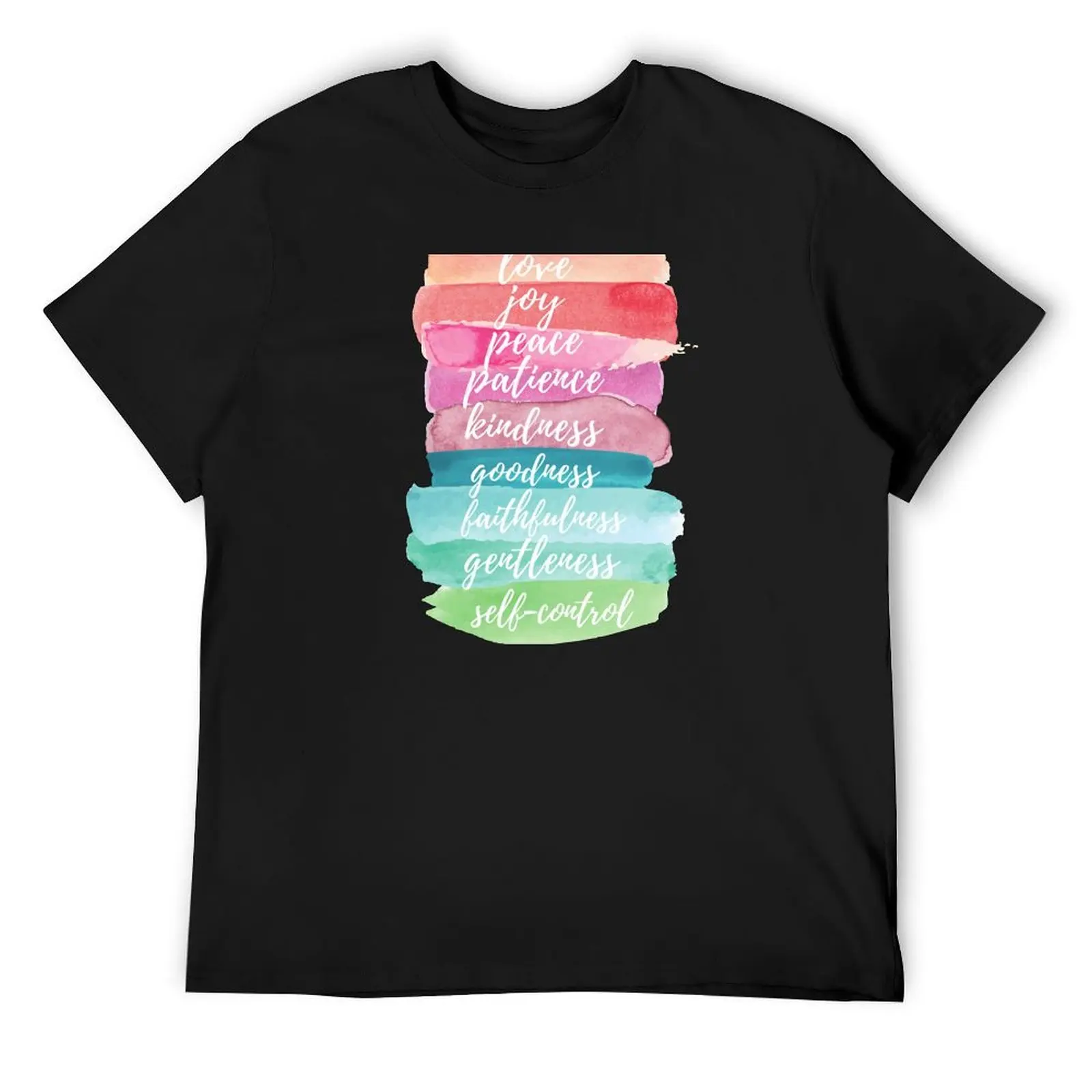 Fruit of the Spirit Watercolor Rainbow Design T-Shirt shirts graphic tee tshirts for men