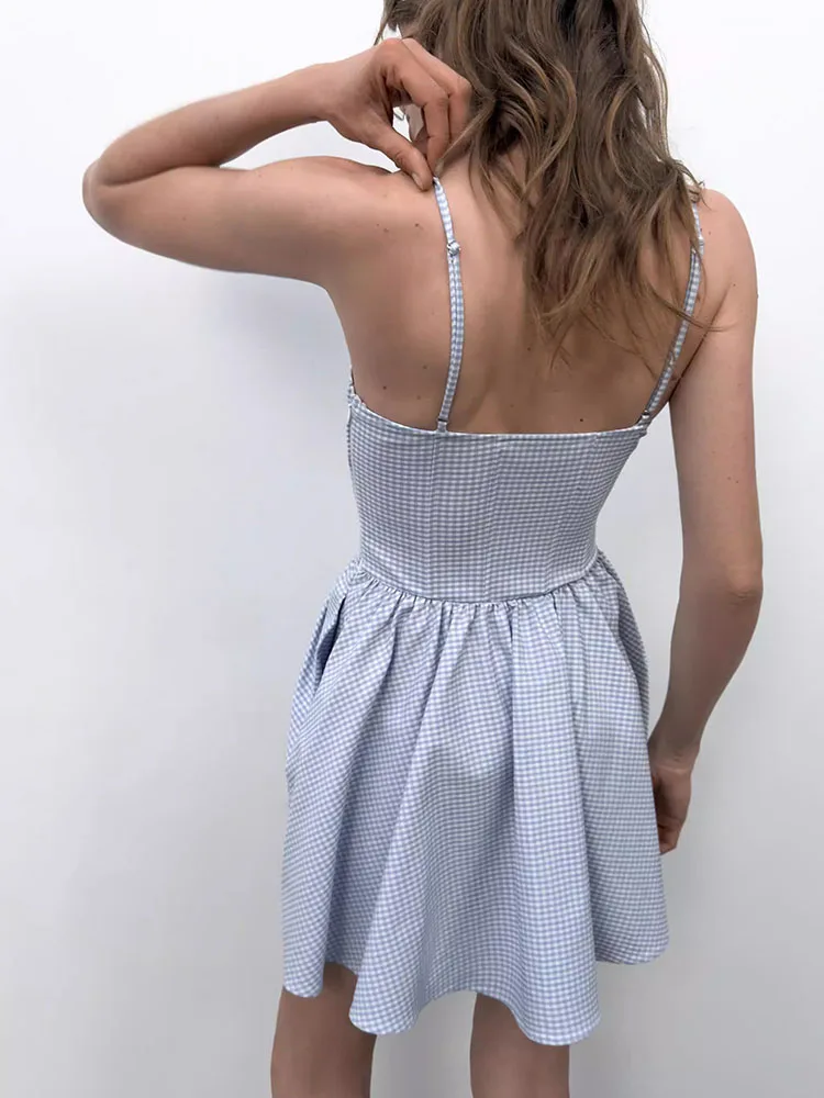 

Элегантное пышное платье в клетку с круглым вырезом, новая летняя женская одежда для женщин 18-25 лет, ZA2026 2180337 044