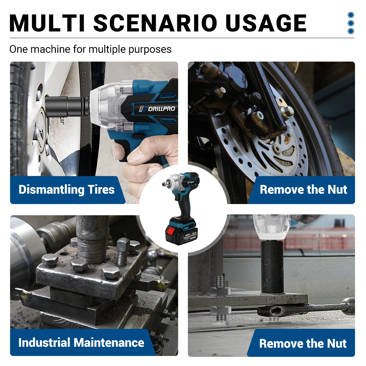 Imagem -06 - Drillpro Brushless Elétrica Impact Wrench Ratchet Chave de Fenda sem Fio Ferramentas Elétricas para Makita 18v Bateria 520n.m 2