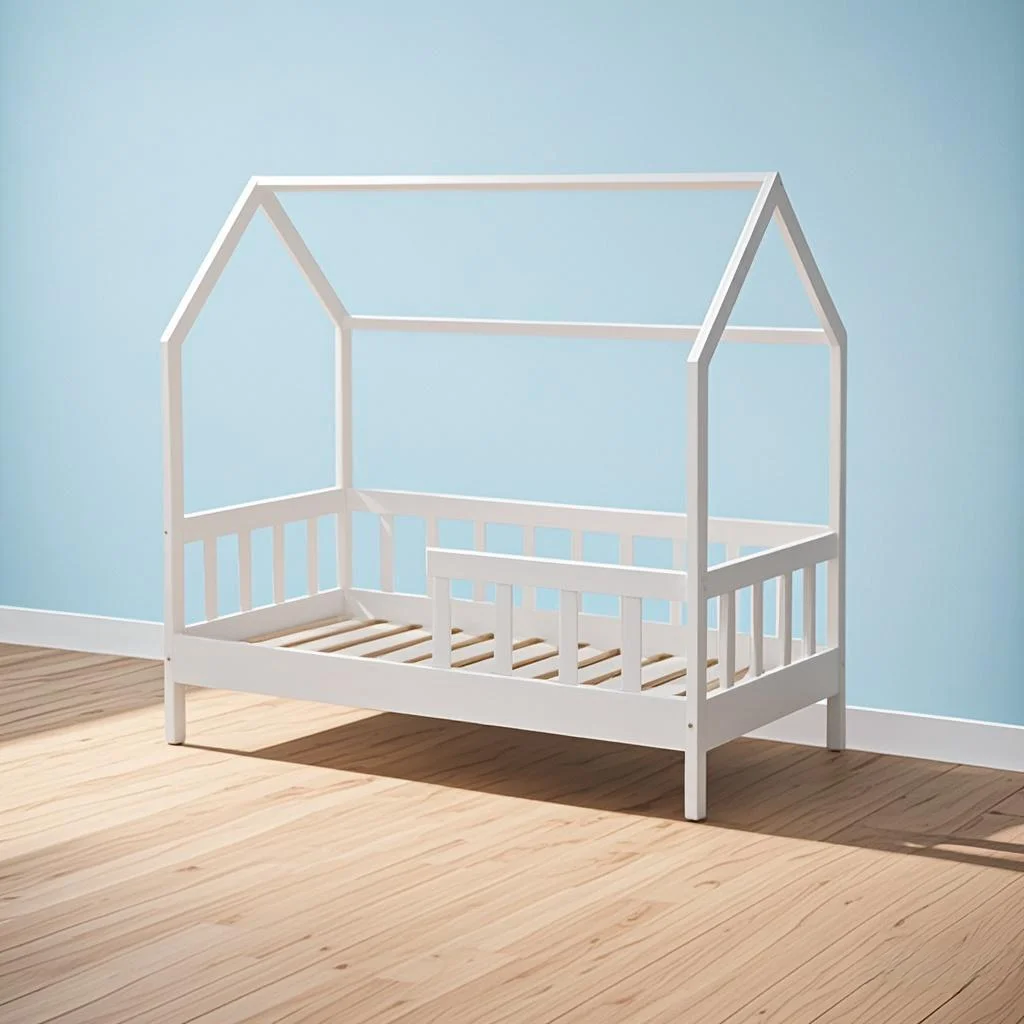Modern Simple House Shape Design New Style Wood Frame Floor Kids Bed for Bedroom Wooden Children Furniturepromote sales