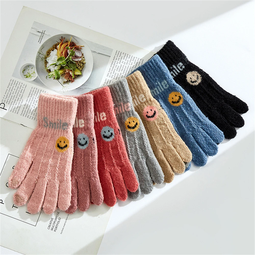 Female Autumn and winter touch-screen cycling lovely students finger points fashion knitted warm gloves ST-1834