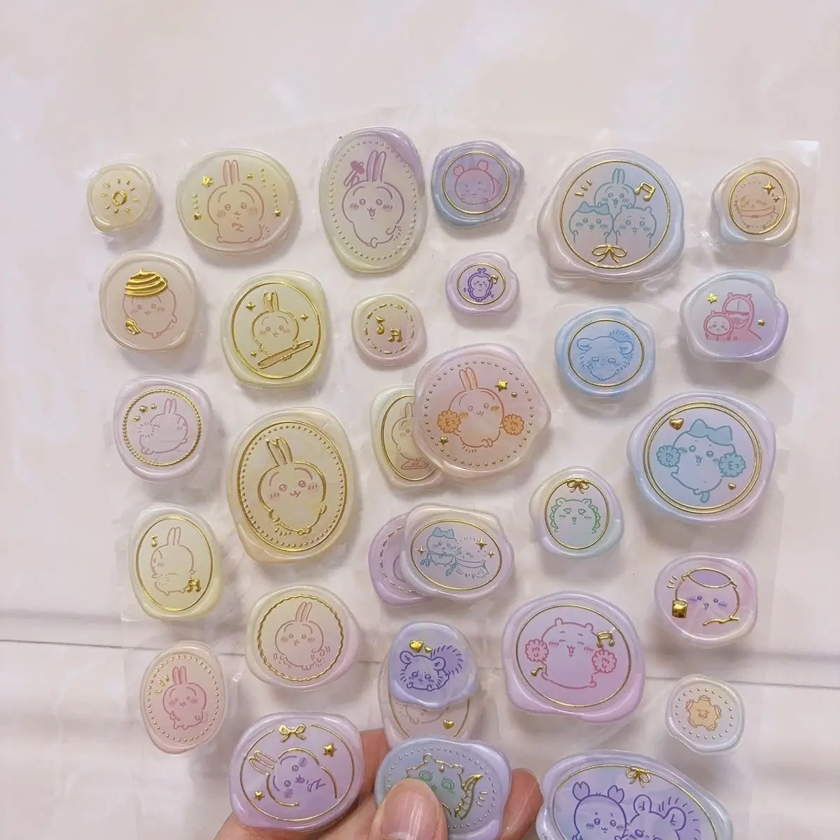 

Аниме-наклейки Chiikawa Usagi Hachiware Momonga 5D с восковым покрытием, милые кавайные мультяшные стикеры для скрапбукинга, липкие заметки, праздничные подарки, игрушки