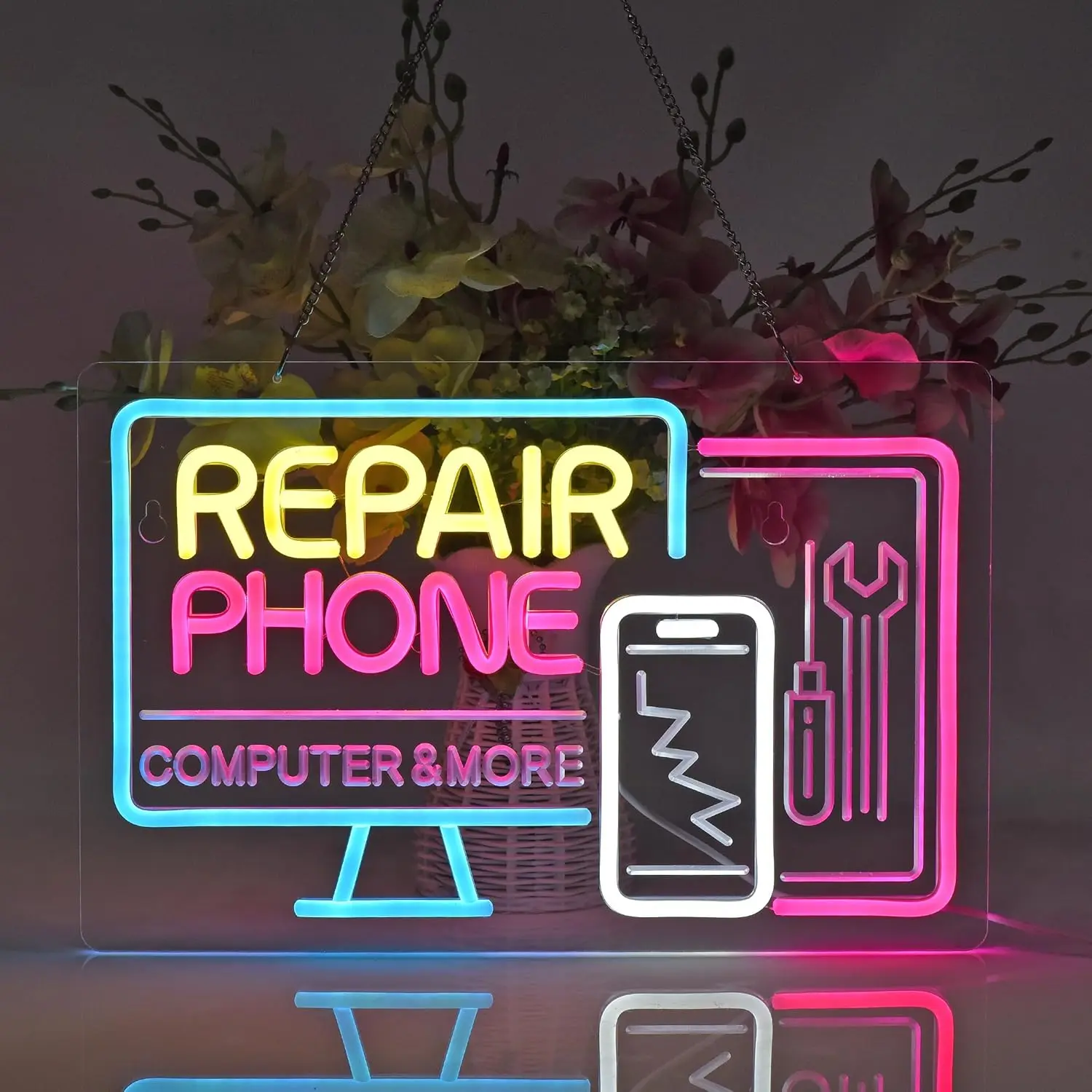 Phone Repair Neon Sign USB Powered LED Neon Light for Business Cellphone Tablet Laptop Desktop Computer Repair Shop Wall Decor