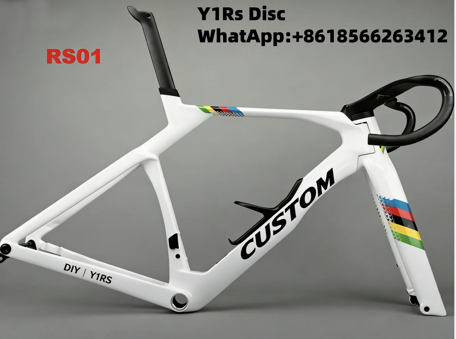 

2026 New Y1RS T1100 Carbon Fiber Road Disc Bike Frameset BSA 68mm Lightweight Racing Bicycles with handlebar Custom Logo