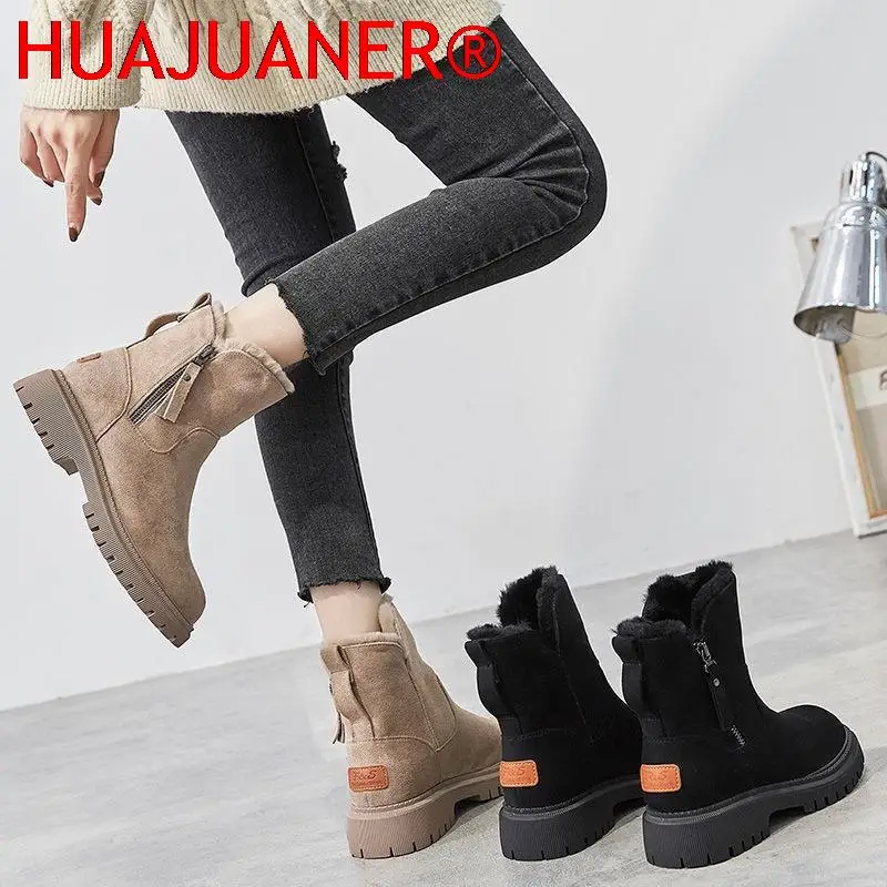 Botas De nieve para Mujer, novedad De invierno 2021, zapatos De terciopelo para Mujer, Botas cálidas, zapatos gruesos De algodón, Botas negras peludas para Mujer, Botas De Mujer