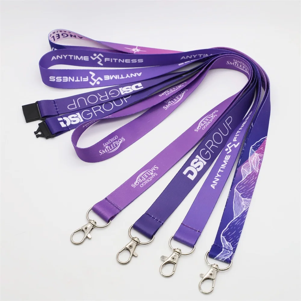 Custom Promotional Lanyards Sublimation Silk Screen Print Neck Strap Woven Lanyard with Breakaway Buckle