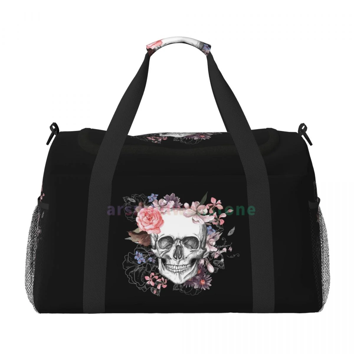 Bolsas de viaje con diseño de rosas y calaveras góticas Grunge Vintage, bolsa de equipaje deportiva para gimnasio y Yoga, bolsa de fin de semana personalizada con correa para el hombro