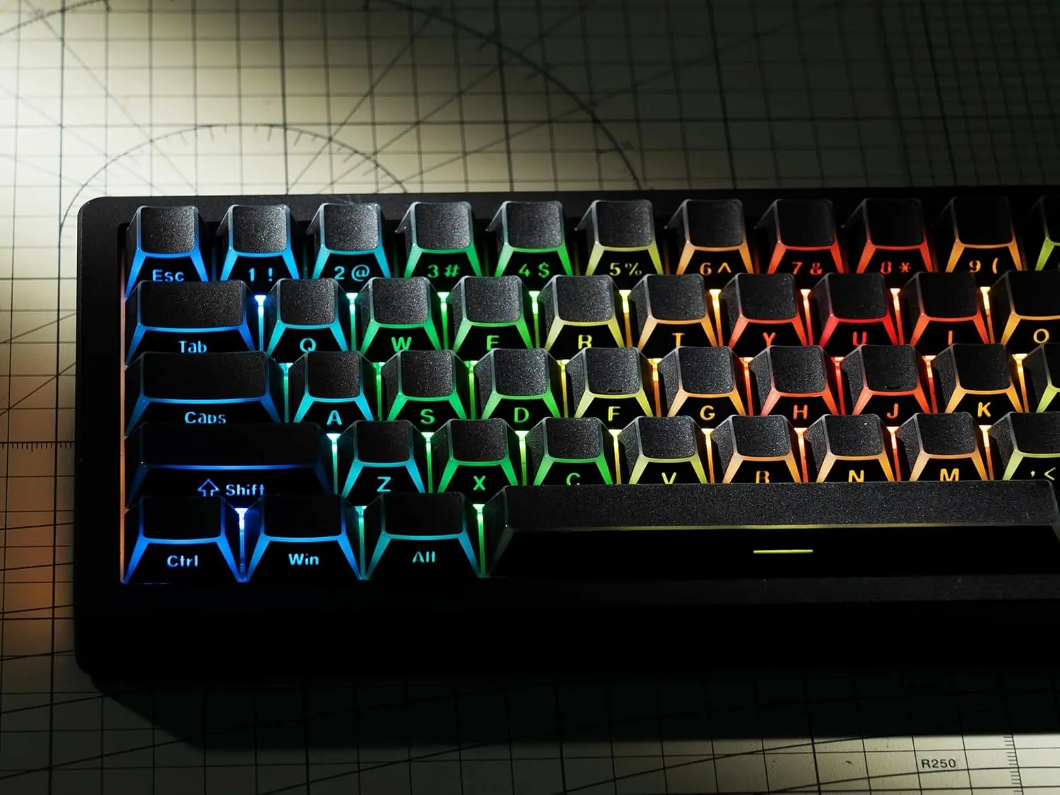 

PBT Shine Through Keycaps Manga Black OEM Profile Side Printed Custom Key caps 60 65 75 100 Percent Keyboard Keycap Set Suitabl