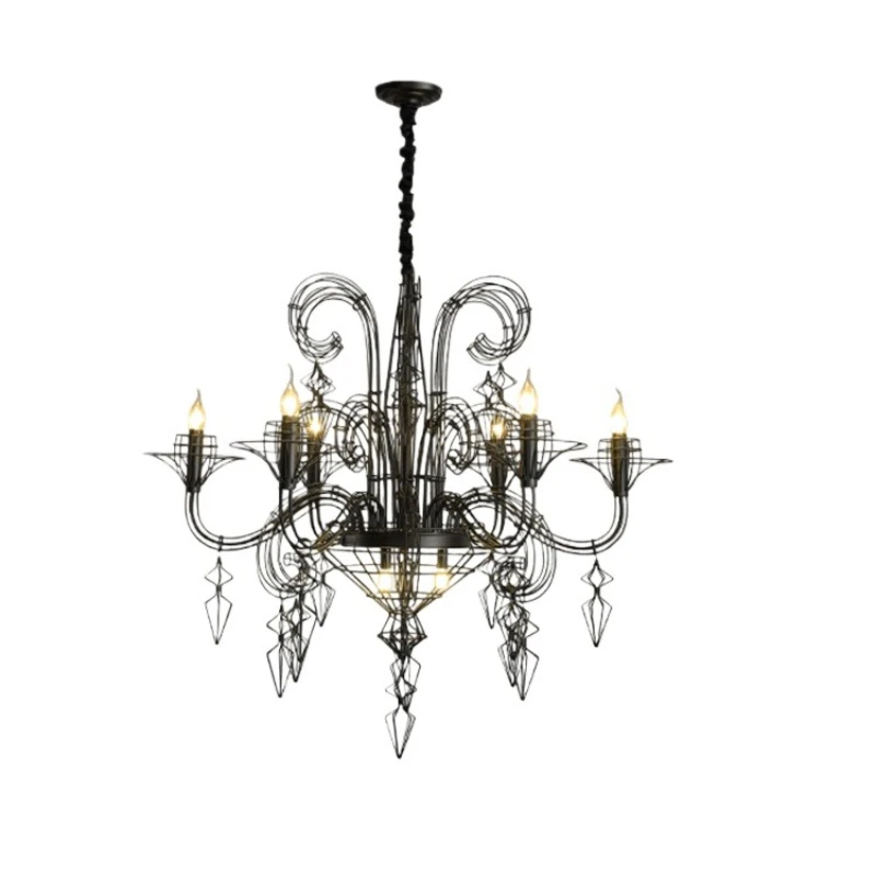 

Living room chandelier villa stairs empty design personality art high sense retro candle lamp