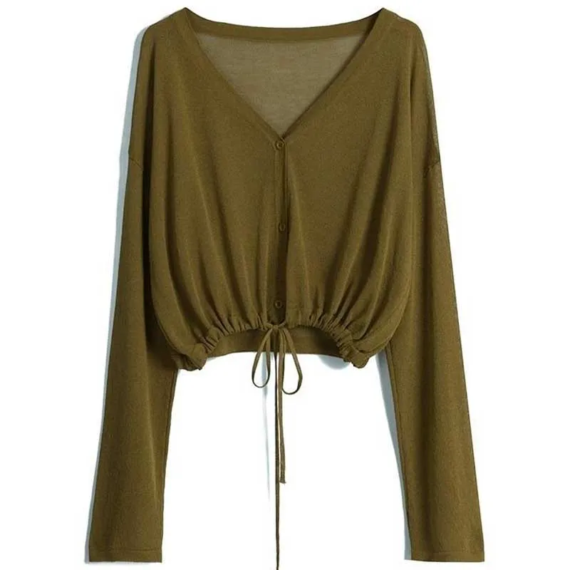 

Lightweight V-Neck T-Shirt Women's Loose Large Size Air Conditioner Shirt Cape High-Waist Short Summer TOP