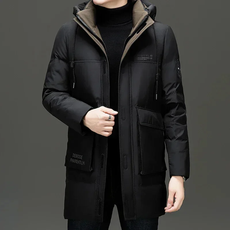 COZOK Men's Winter Down Jacket Designer Clothes Duck Padding Long Sleeve Hooded s Heated Male Coat