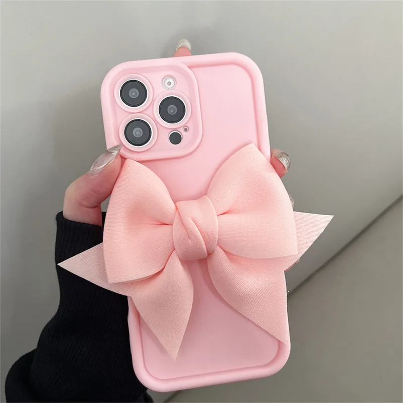 Hübsche 3D-Schleifen-Silikon-Handyhülle für iPhone 11 12 13 14 15 16 17 18 Pro Max 16E X XR XS Max 7 8 Plus, weiche, stoßfeste Schutzhülle – Detail 5