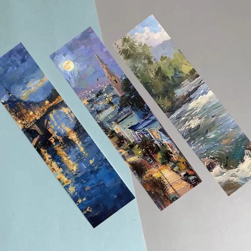 30pcs Oil Painting Landscape Bookmark Classical Elegant Reading Book Annotated Pages Mark Students With Gift Paper Page Holders