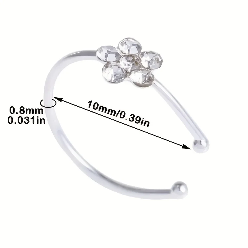 1pc  Fake Piercing Flower Clip Nose Ring Fake Nose Ring Stud Non Piercing Stainless Steel Ear Cuff Body Jewelry