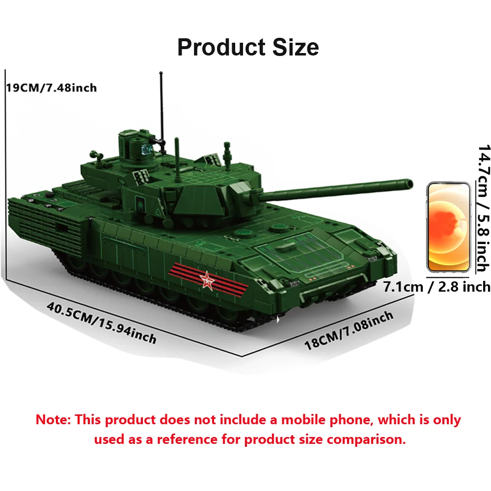 2326pcs+ T-14 Armata new generation main battle tank, large particle assembly building block toys, creative collectibles, furnit