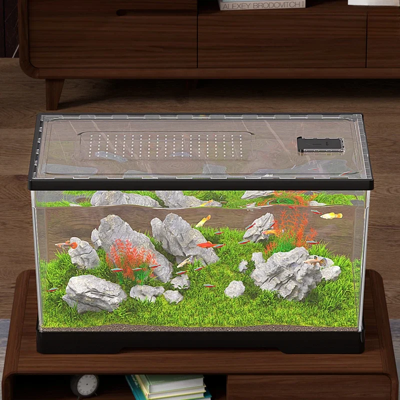 Luxury Living Room Aquariums Fish Tanks Desktop Nordic Office Originality Aquariums Glass Simple Design Pet Products Tangki LLAQ