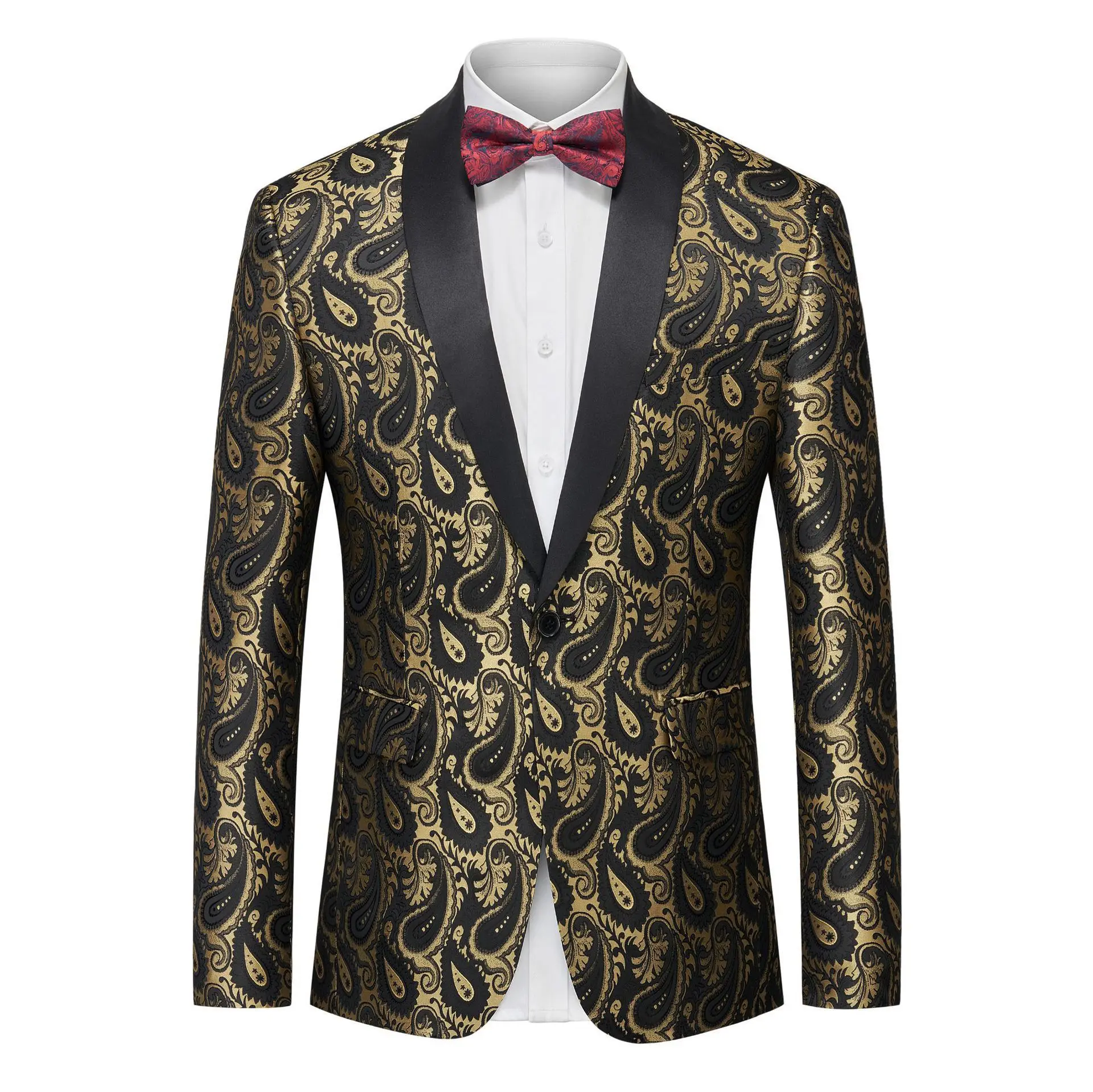 L069 vestido Jacquard para hombre, Chaqueta de traje de moda de comercio exterior, un solo Oeste, Multicolor, Delgado, escenario, actuación, banquete de boda