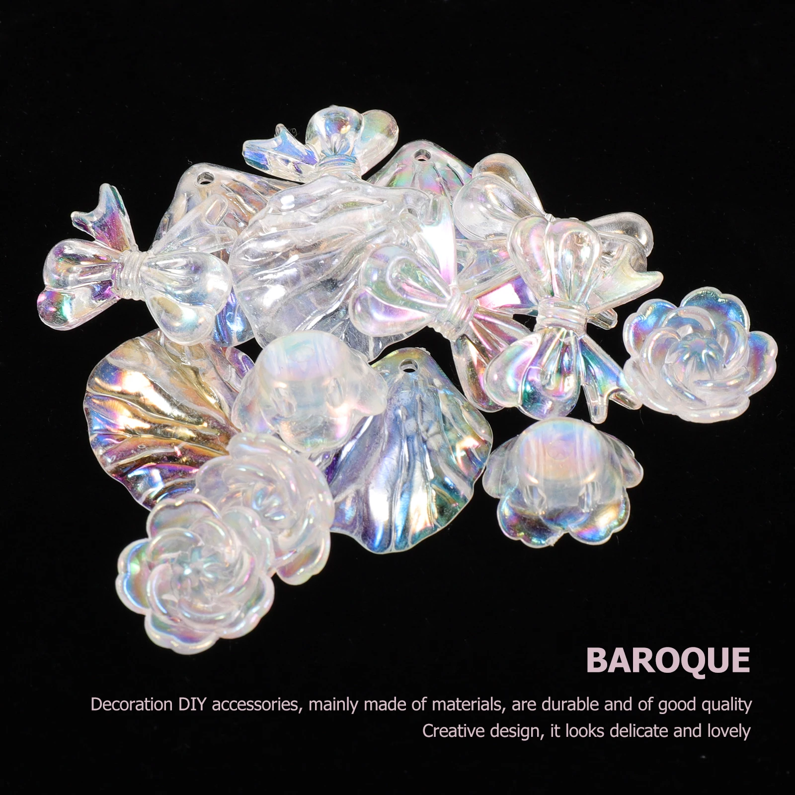 

60pcs Hair Band Diy Charms Resin Phone Case Beads Decor Baroque Design Wedding Bouquet Accessories Diy Handicraft Adornments