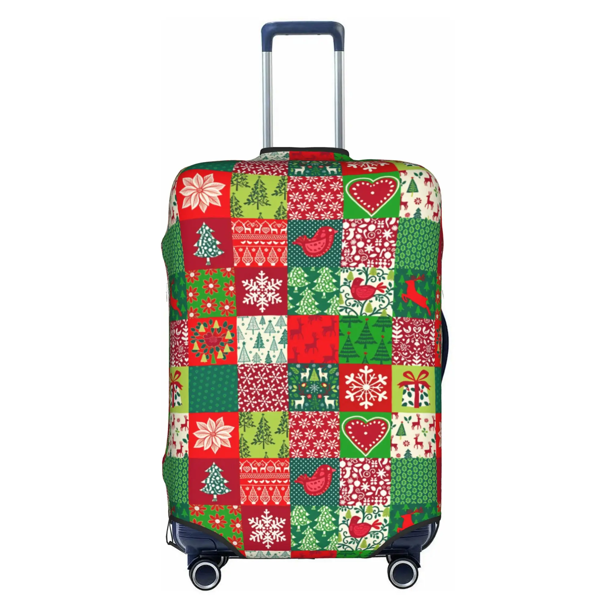 Patchwork Christmas  Travel Luggage Cover Elastic  Suitcase Cover Protector Fit 18-32 Inch
