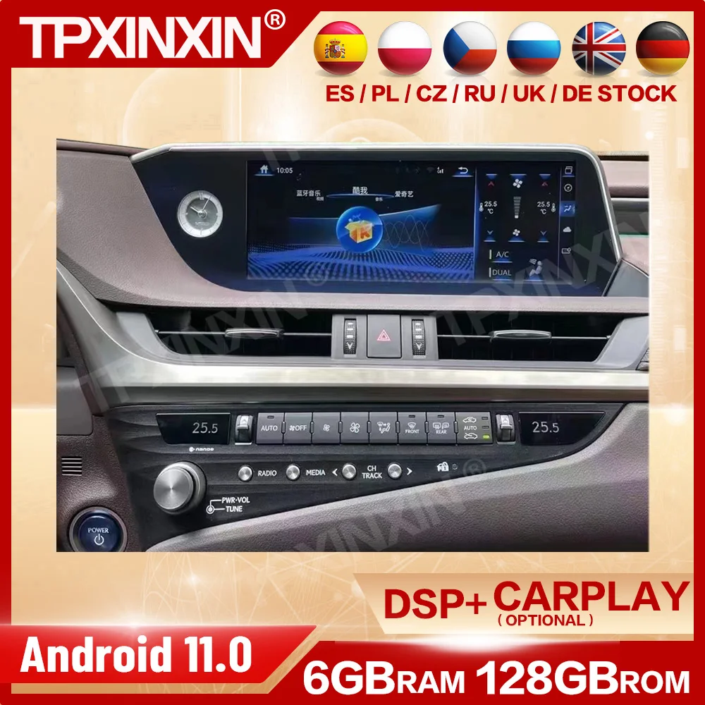 

Android 11 Carplay Radio Coche With Bluetooth For Lexus ES 250 300 300h 350 2018 2019 2020 2021 GPS Player Automotive Multimedia