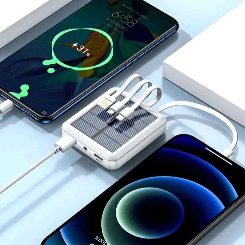 Powerbank Portable Solar Power Bank with Cables 20000mAh External Battery Charger Cases Fast Charging for IPhone Series Samsung - Image 3