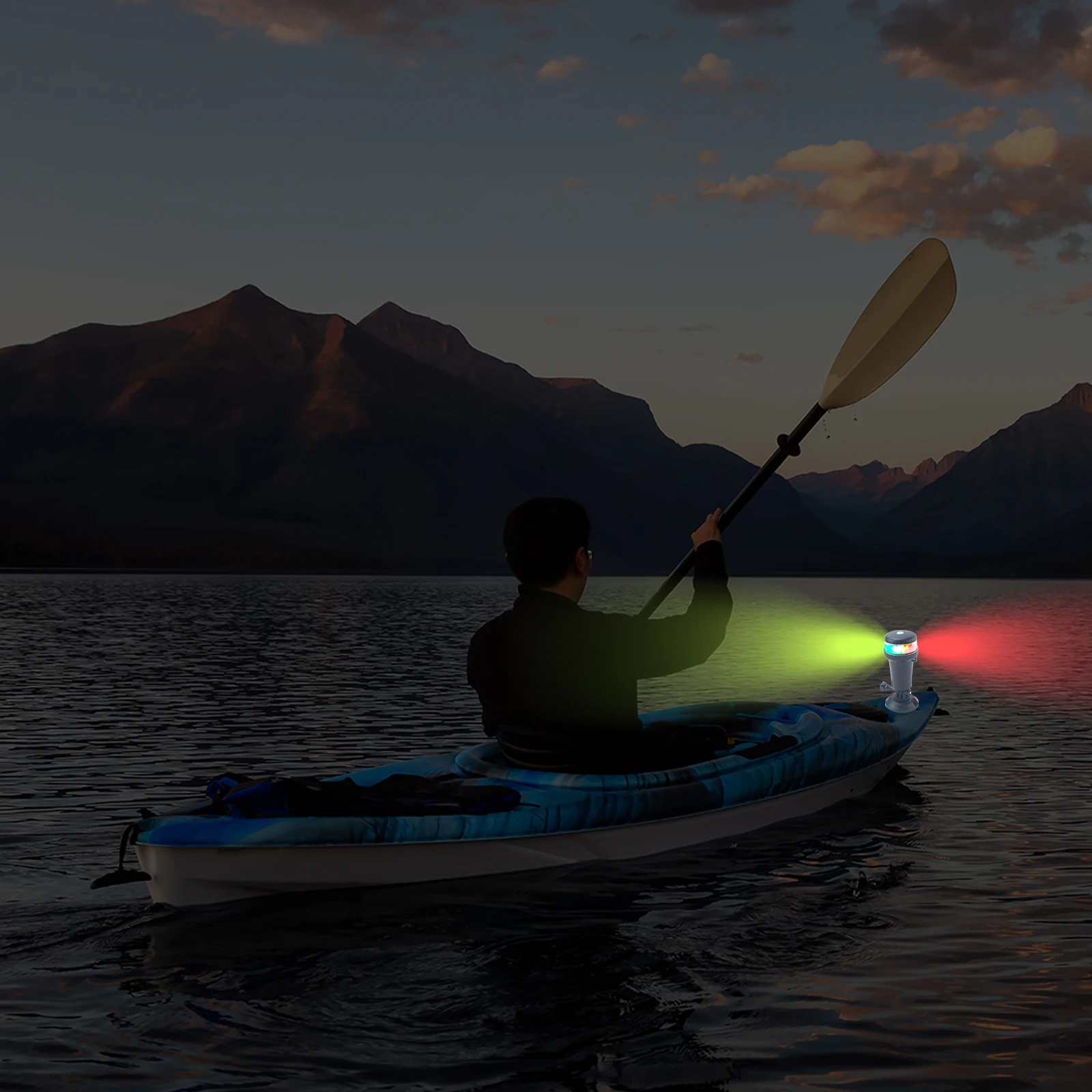 Boat Kayak Portable Navigation Folding Type Led Light Red Green Multi Color Adaptors Multi-Function Installation  AA Batteries