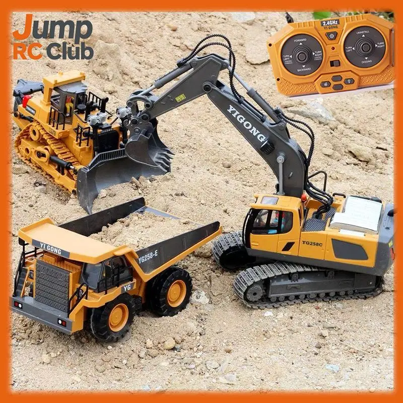 

Детский радиоуправляемый экскаватор из сплава, 6-канальный электрический инженерный грузовик-экскаватор на пульте управления для игр на улице и в помещении, подарок