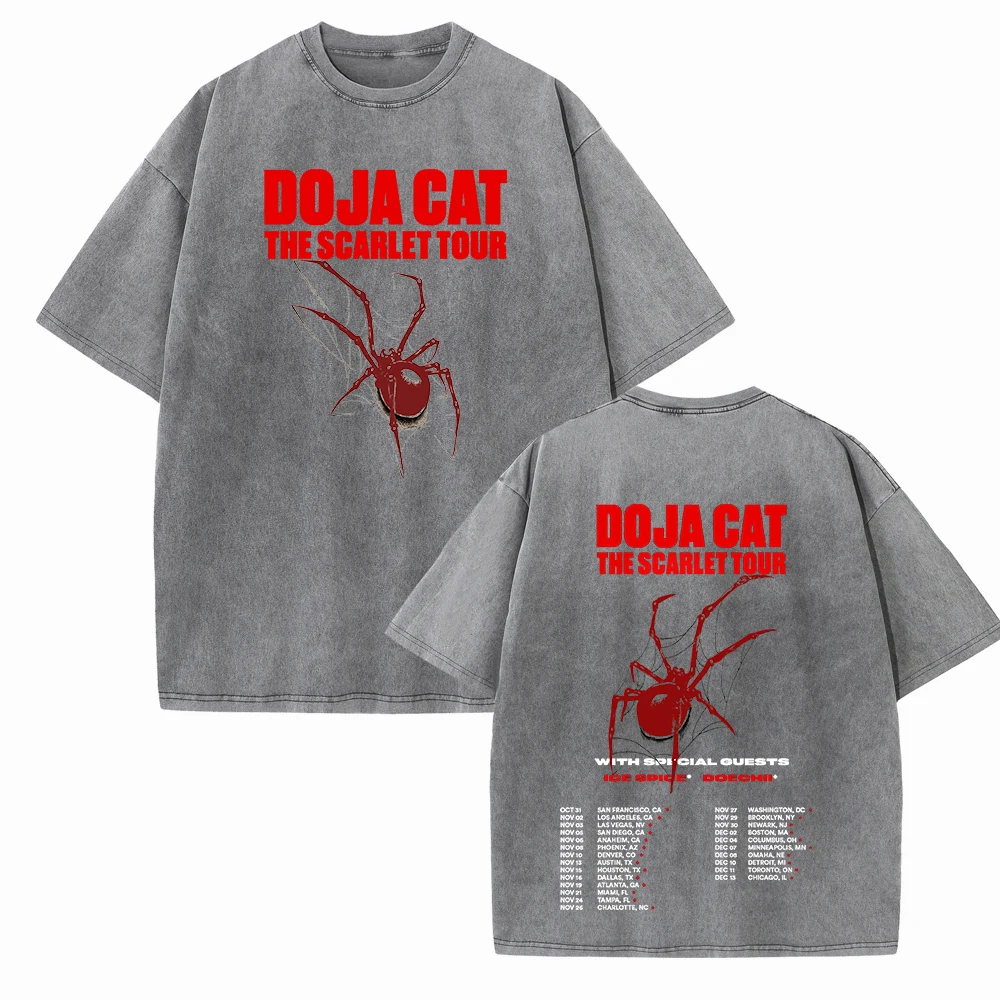 Doja Cat The Scarlet Tour T Shirts Men Women Harajuku O-Neck Vintage T-Shirts Oversized High Quality Cotton Washed Tees Clothing