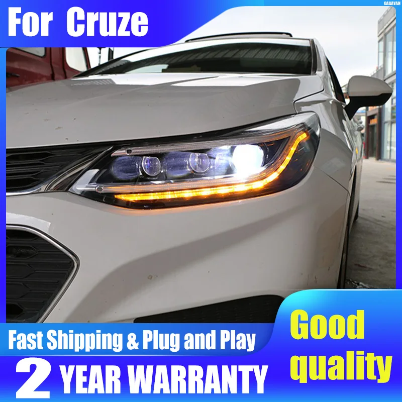 For Chevrolet Cruze Headlight 2017-2020 Chevy Headlights LED DRL Running lights Bi-Xenon Beam Fog angel eyes