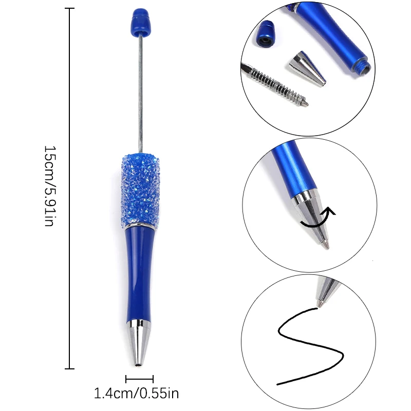 Stylo à bille perlé diamant pailmétrage créatif, stylo à perles bricolage, fait à la main, étudiant, école, cadeau de bureau, nouveau, vente en gros, 1 pièce