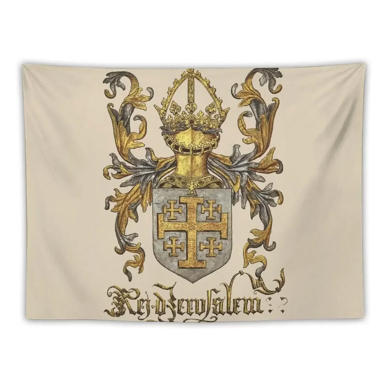 Kingdom of Jerusalem Coat of Arms - Livro do Armeiro-Mor Tapestry Decorative Paintings Bedrooms Decor Tapestry