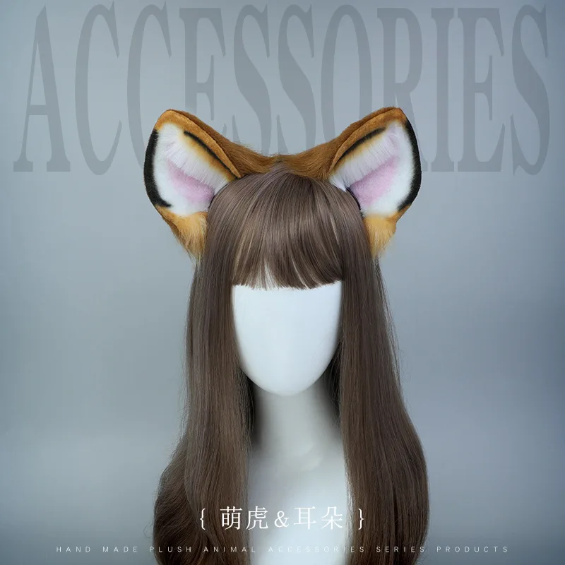 آذان النمر تأثيري محاكاة انحناء أفخم آذان النمر عقال حفلة عيد ميلاد هالوين اكسسوارات غطاء الرأس آذان النمر