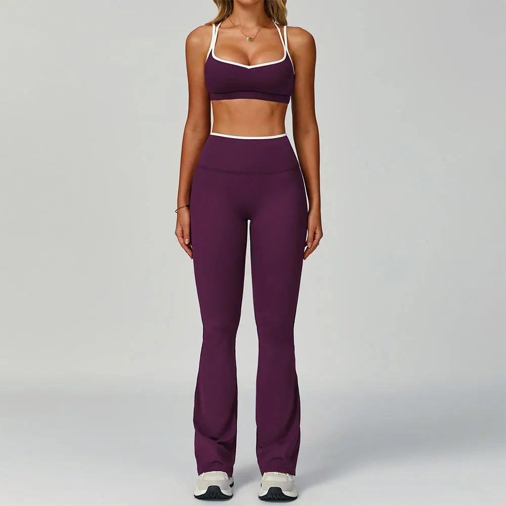 

Gym Tracksuit Yoga Set 2 Pieces Workout Outfits Fitness Sportswear High Waist Leggings Sports Bra Athletic Wear Women Clothes