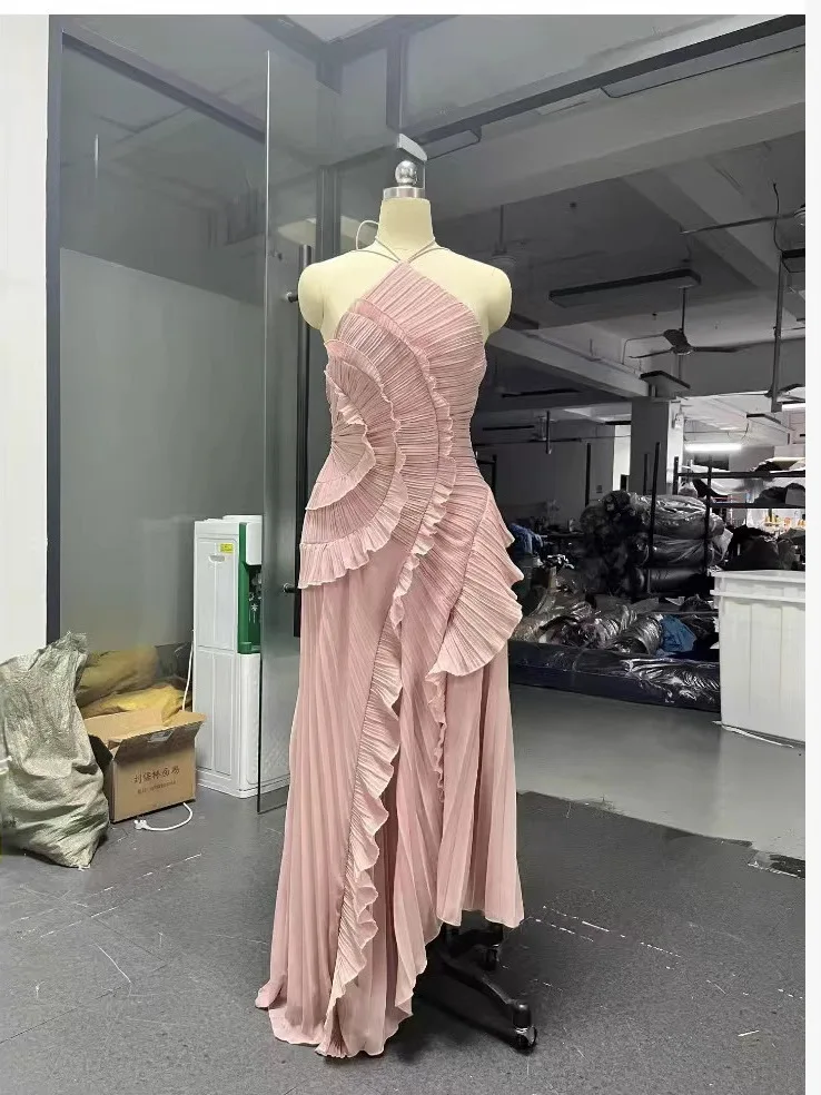 New Summer Women's Gown Ne Hanging Sve Asymmetrical Lace Slit Dr High Waist Ele Evening Par Ball Gown