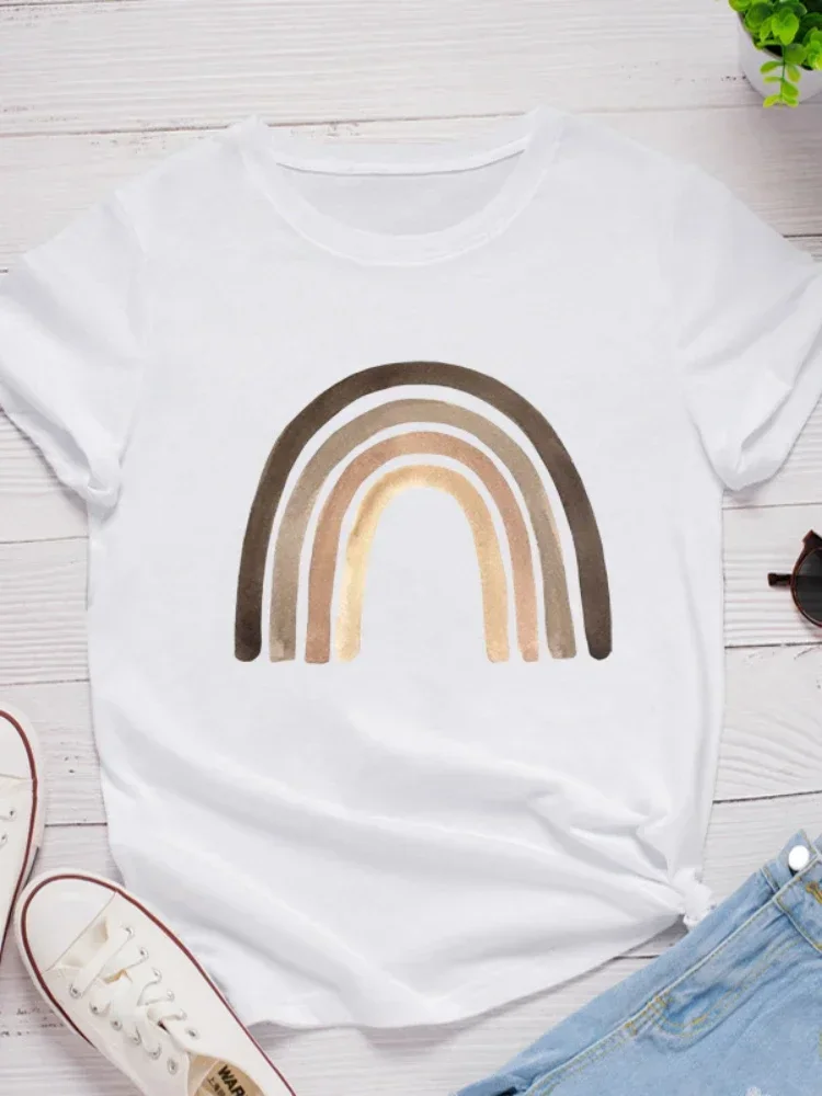 Rainbow Bridge Print Women T Shirt Short Sleeve O Neck Loose Women Tshirt Ladies Tee Shirt Tops Clothes