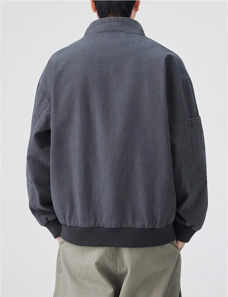 Neue 2026 Frühling Herbst Lässige Herren Baumwolljacke Outdoor Einfarbiger Reißverschluss Stehkragen Mantel Streetwear Winddichte Oberbekleidung – Detail 14