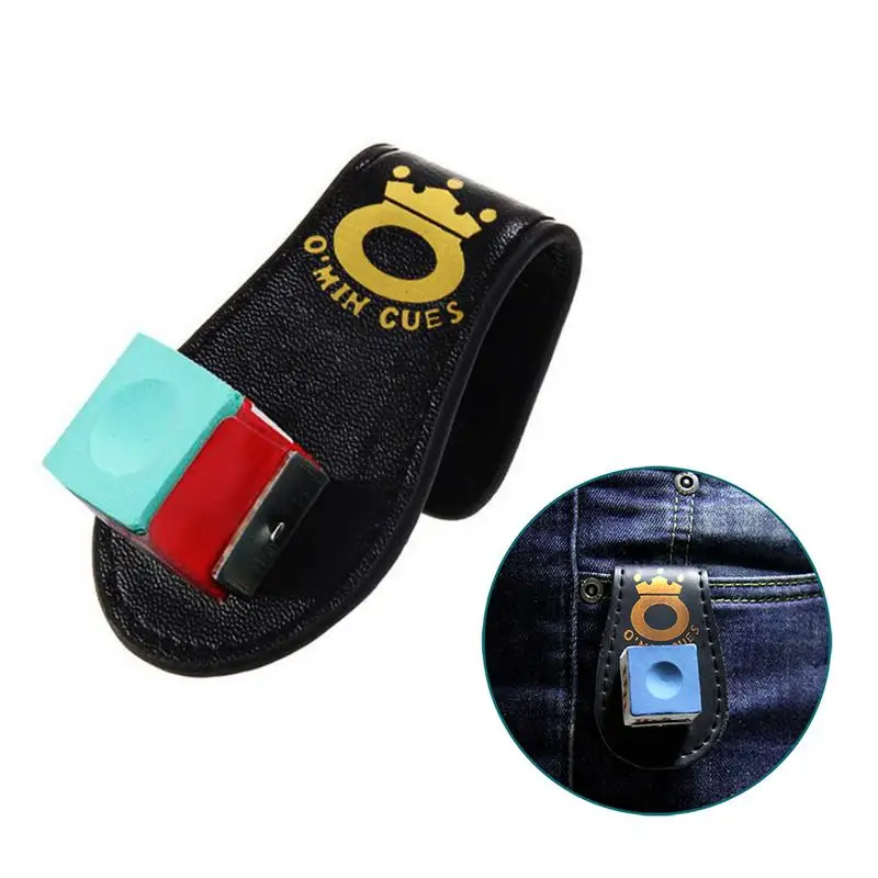 Portable Leather Chalk Bag Chalk Clip Pool Billiards SnookerAccessories Leather Magnetic Belt Clip Chalk Holder Pool Cue Holder