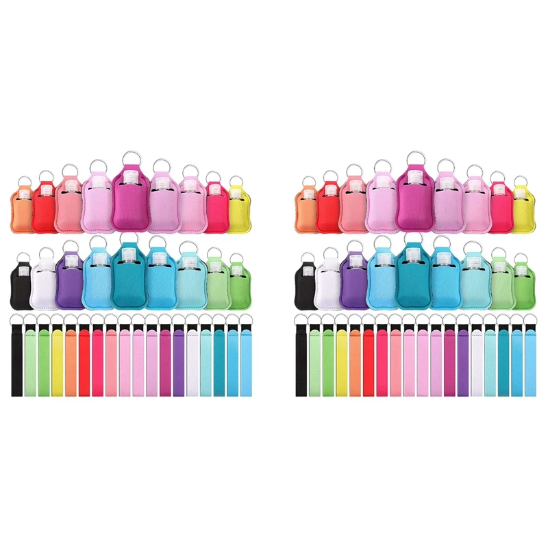 108 Pieces Empty Travel Bottles With Keychain Holder Set Include Travel Bottle Container, Wristlet Keychain Holder