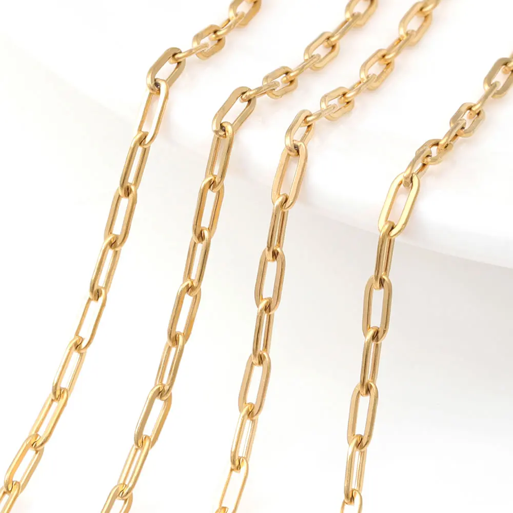 الذهب اللون الفولاذ المقاوم للصدأ طويل البيضاوي الشكل قلادة سلاسل أساور سلاسل المجوهرات عالية الجودة Diy بها بنفسك صنع المجوهرات والاكسسوارات