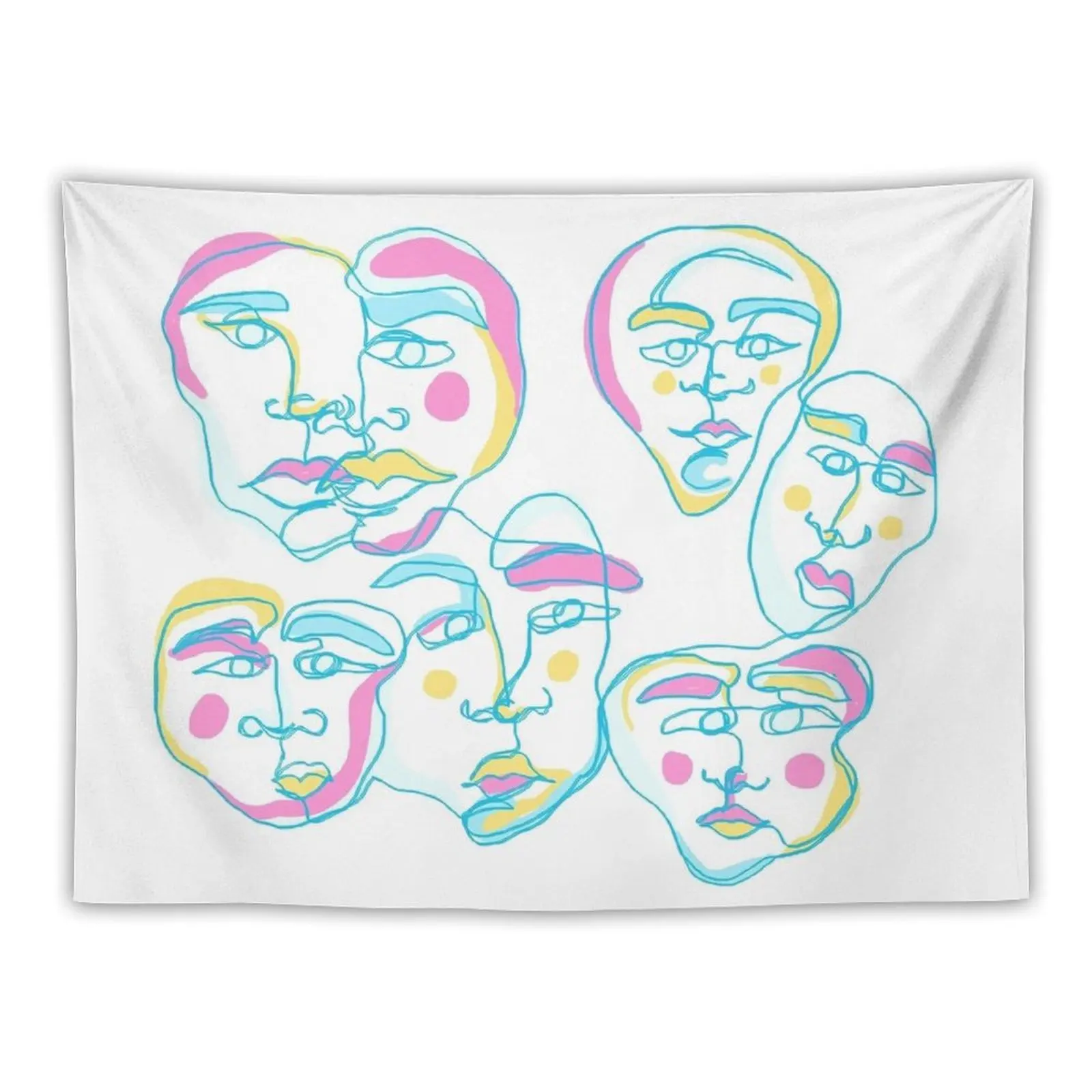 

abstract neon face line drawing Tapestry Home Decorations Aesthetic Wall Hanging Wallpaper Things To Decorate The Room Tapestry