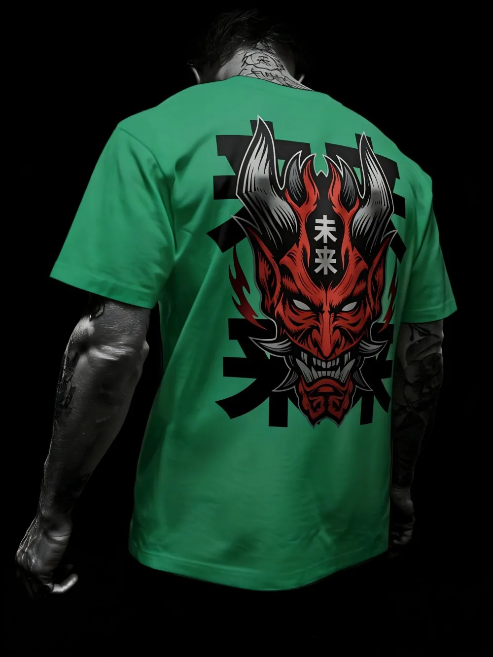Neue Sommer-Ghost-Maske für Herren, futuristischer Buchstabendruck, bequemes und atmungsaktives T-Shirt mit Rundhalsausschnitt für den Outdoor-Streetwear-Bereich – Detail 6
