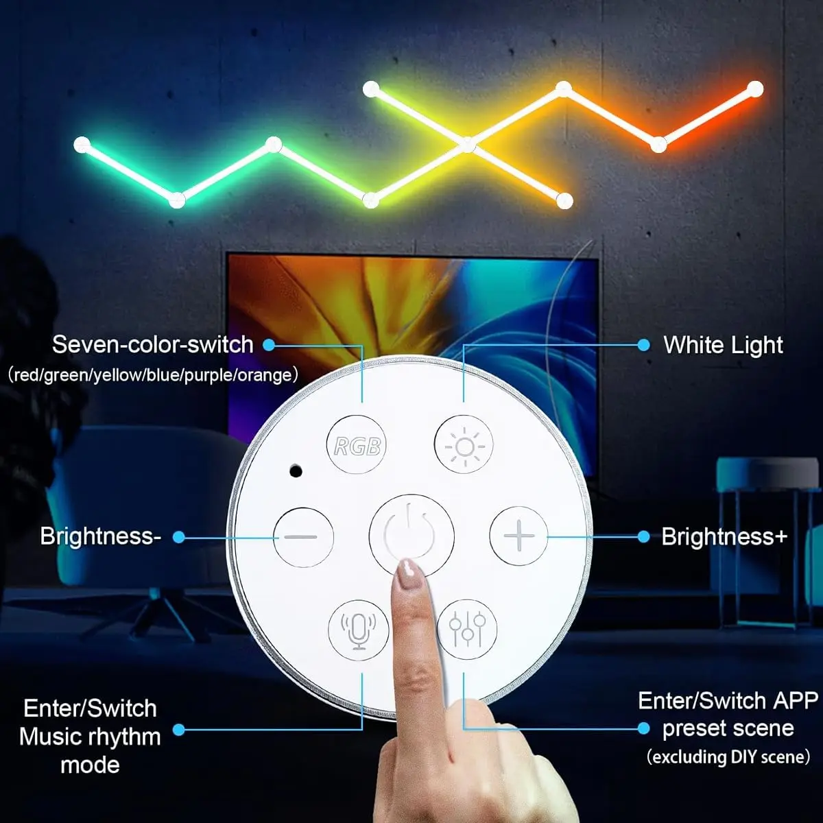 RGBIC LED 라이트 바, 스마트 와이파이 벽 램프, DIY 분위기 야간 조명, 앱 음악 리듬, TV 백라이트, 침실 게임 룸 장식