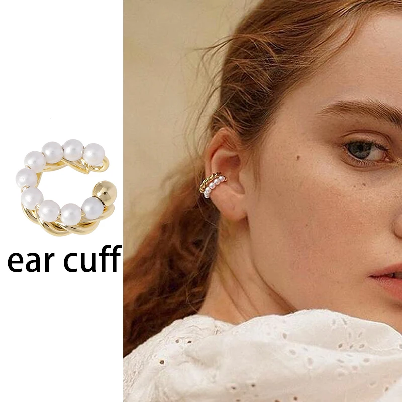 Korean Pearl Ear Cuff Clip Earrings Non-Piercing Bone C-shaped Without Puncture Minimalist Earrings for Women Fashion Jewelry