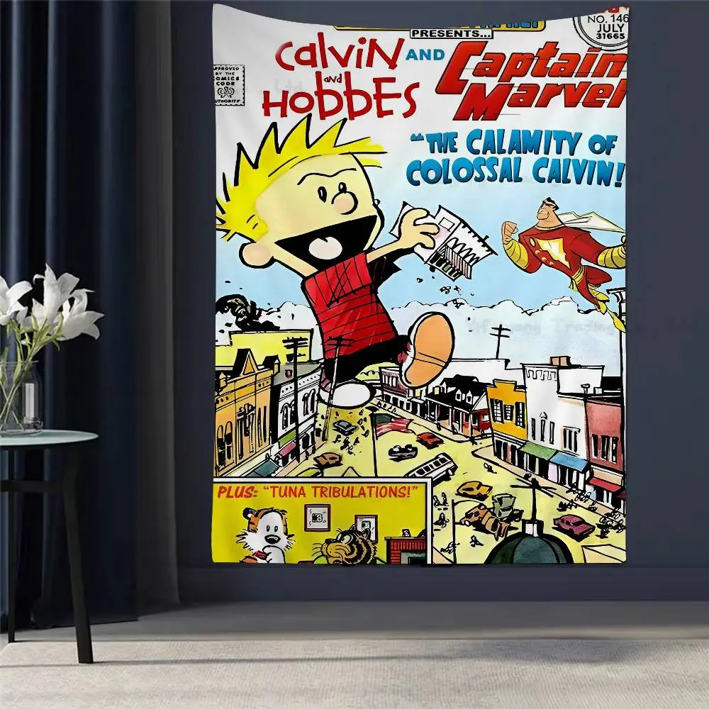 

C-Calvin And H-Hobbes DIY Wall Tapestry Hippie Flower Wall Carpets Dorm Decor Wall Art Decor