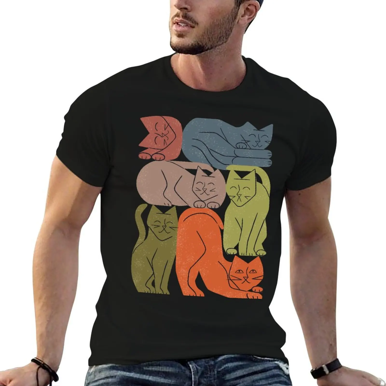 Stack of Cats T-Shirt t shirts for man graphic funny t shirt man cotton men t shirt cotton 100% T-shirt