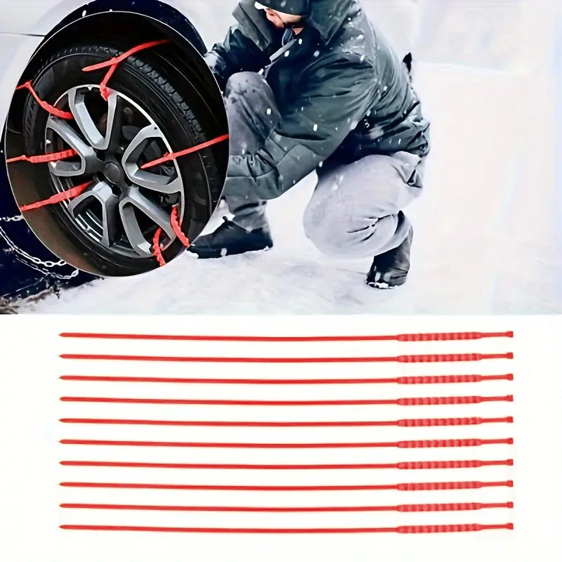 AAZRZRZ Nylon Car skid Snow Chains Tire Chains for Snowfield Uphill Sand Mud Road Universal Straps Snow Chains, Sets of 24