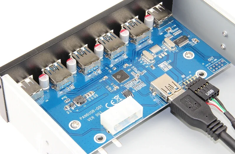 4 พอร์ต USB 3.0 + 2 พอร์ต USB 2.0 คอมพิวเตอร์เดสก์ท็อปแผงด้านหน้าออปติคัลไดรฟ์ขยาย USB3.0 CD-ROM Bracket Mount HUB Bay